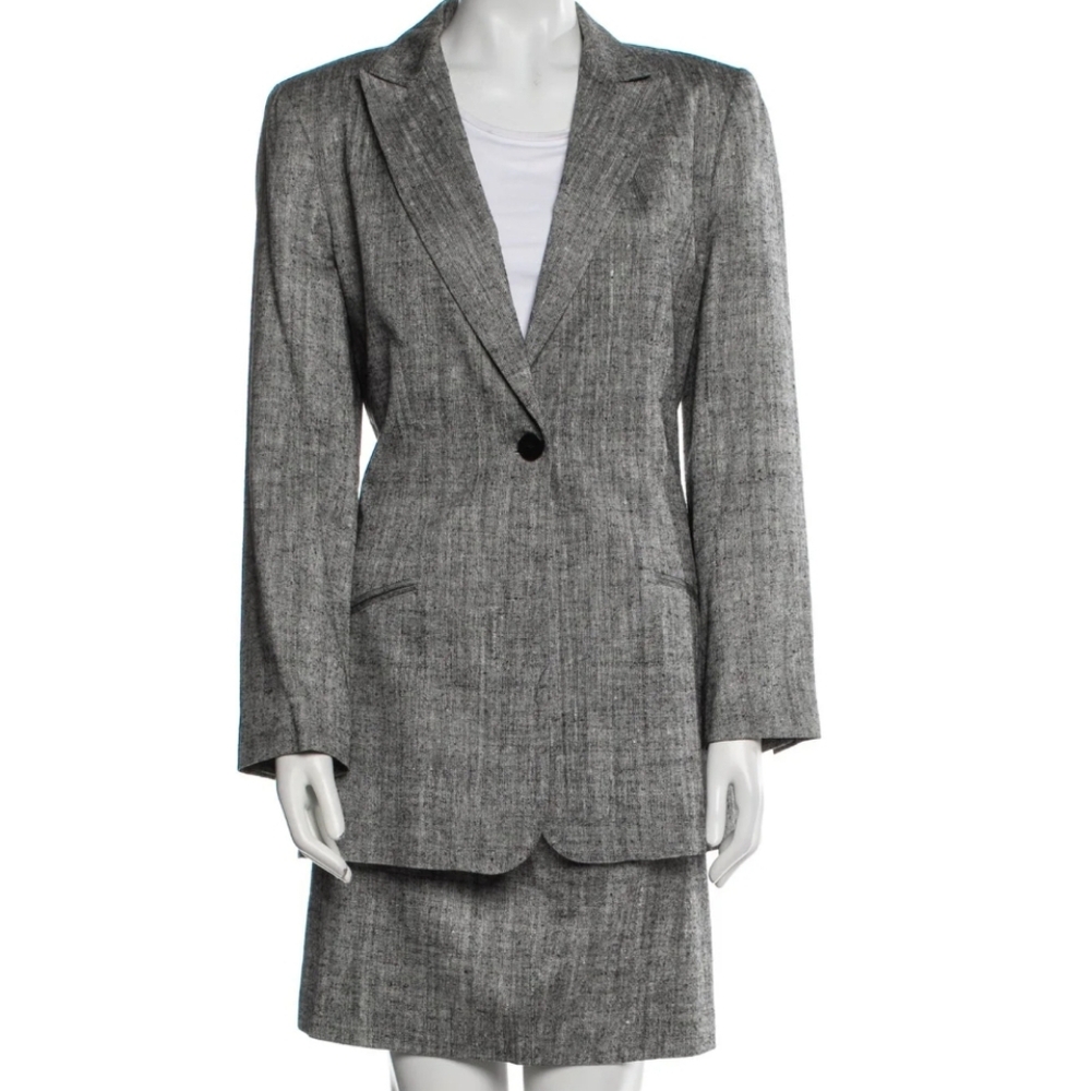 Vintage Neiman Marcus Silk Tweed Skirt Suit Set 90s Career Woman Wear 100% Silk